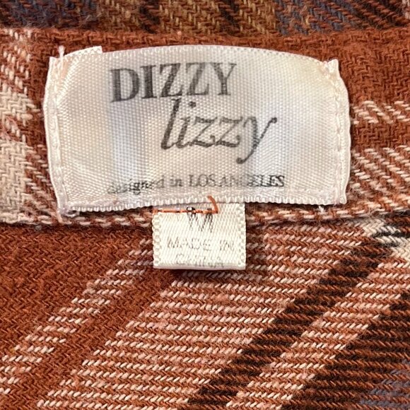 Dizzy Lizzy Flannel Tunic Shirt Dress Size Medium Autumnal Plaid Boho Hay Ride - Picture 9 of 12